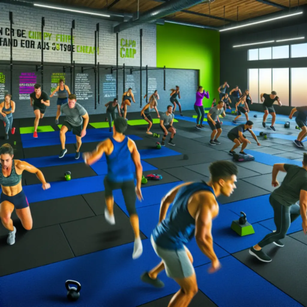 HIIT edzés közben dinamikusan mozgó csoport a PowerFiit Gymben